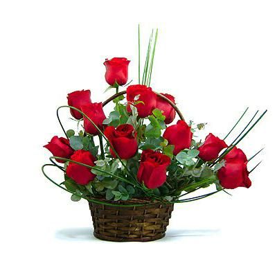 Beautiful 12 red Rose Basket