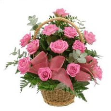 25 Pink Roses basket