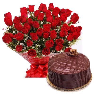 40 Roses with Cake