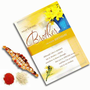 Silk rakhi thread with Greeting card